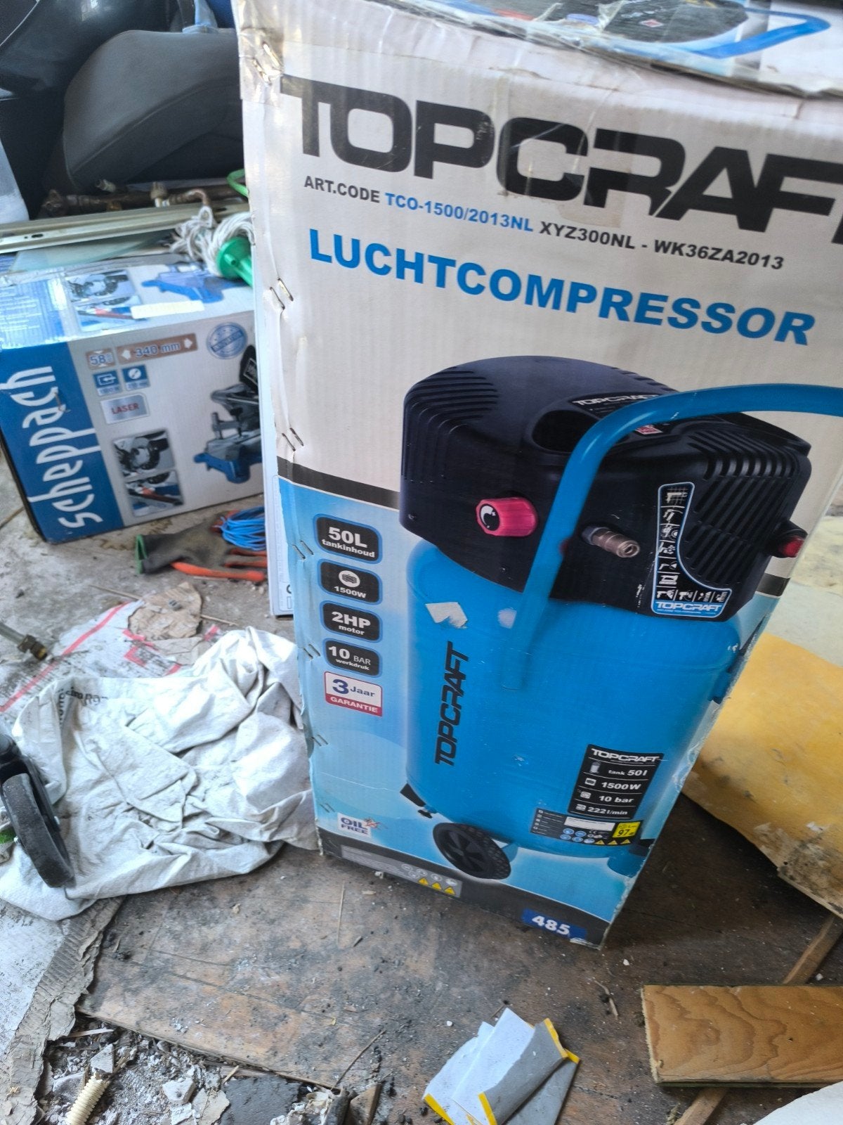Nieuwe Topcraft Luchtcompressor 50L, 10 bar, 1500W, Ophalen, 10 bar of meer, Nieuw, 25 tot 100 liter