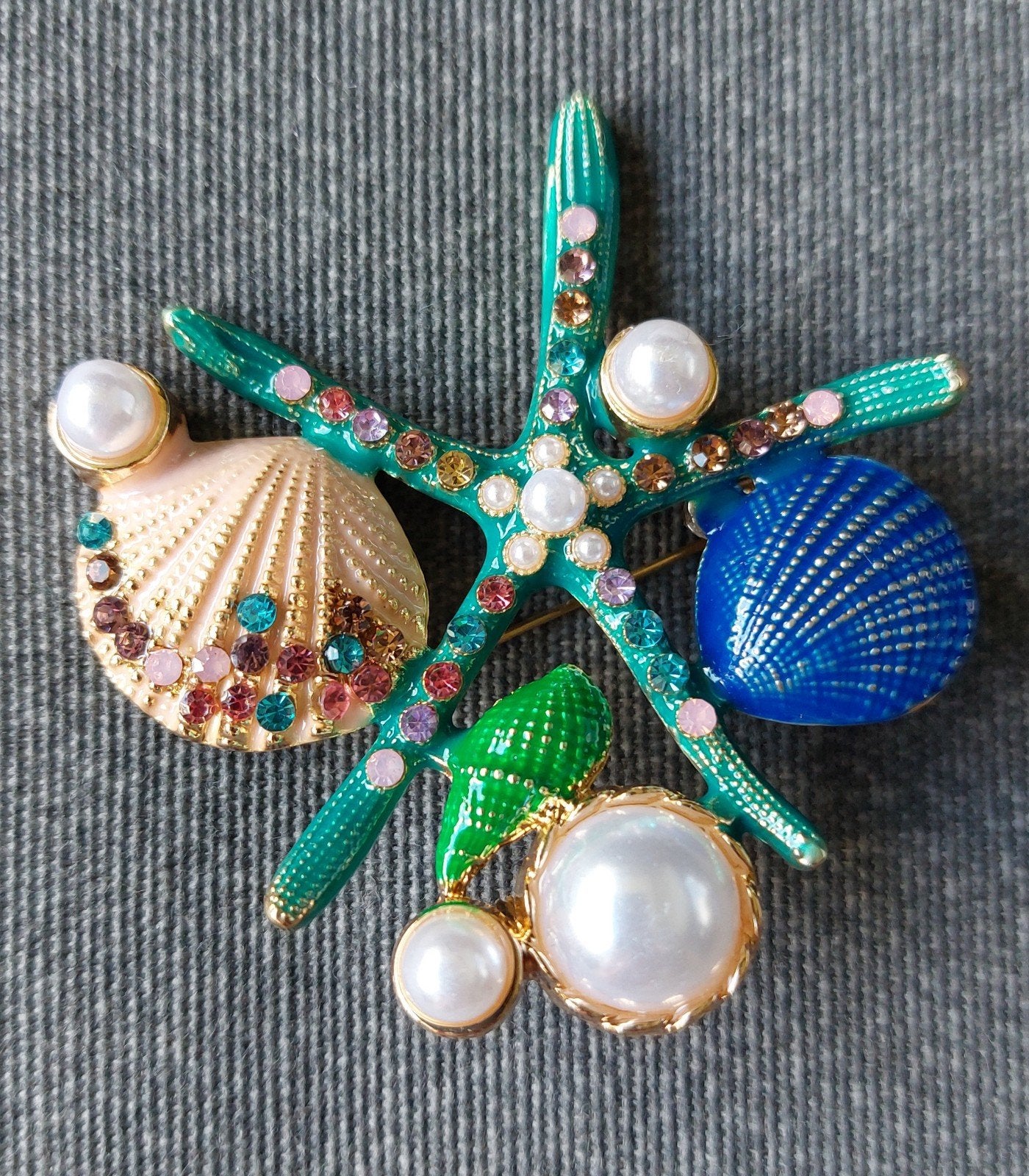 Trend! Zeester schelp broche strass, Overige materialen, 4 tot 7 cm, Overige kleuren, Verzenden