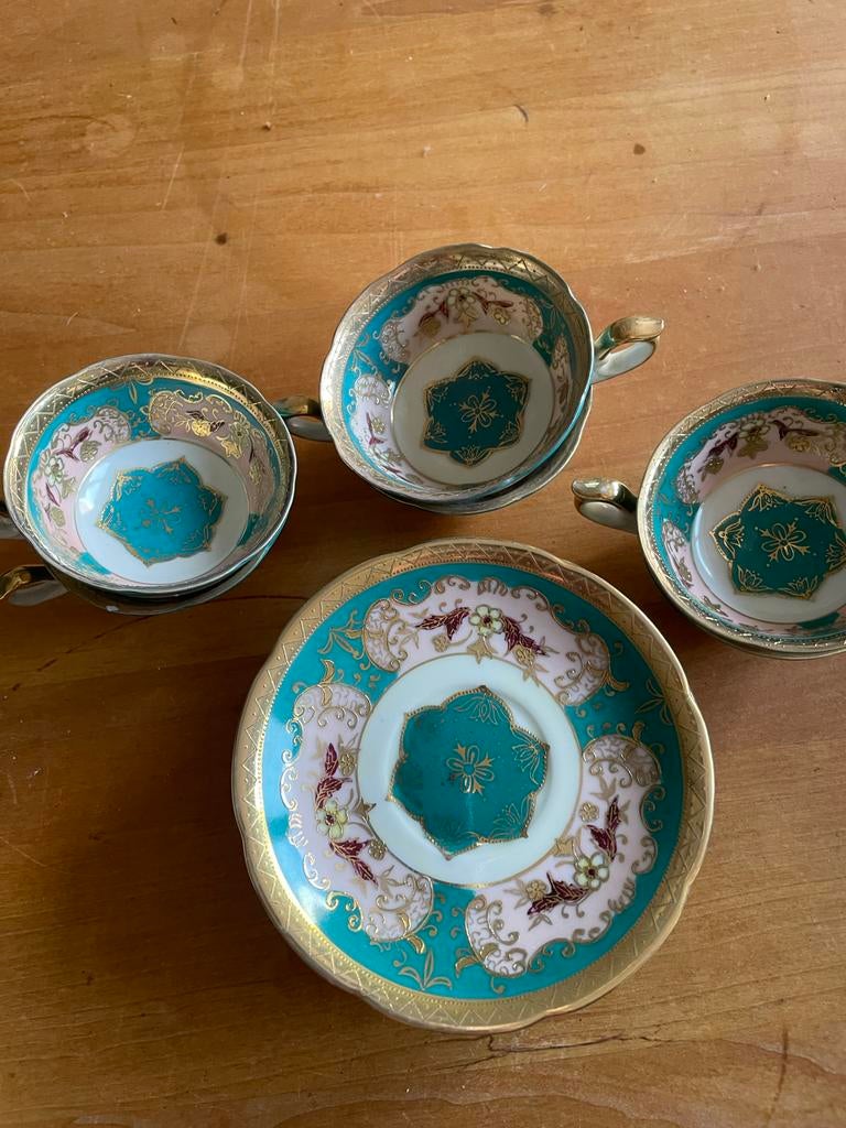Set van 6 antieke theekopjes met schotels, Antiek en Kunst, Antiek | Porselein, Ophalen