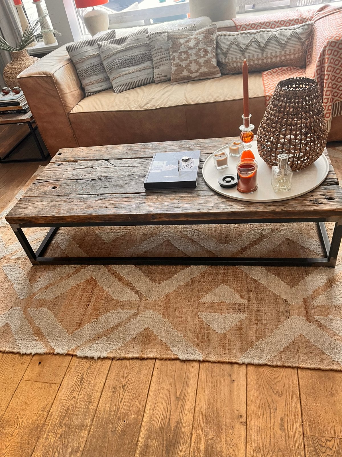 Oude houten salontafel, Huis en Inrichting, Tafels | Salontafels, Ophalen, Gebruikt, 50 tot 100 cm, 150 tot 200 cm