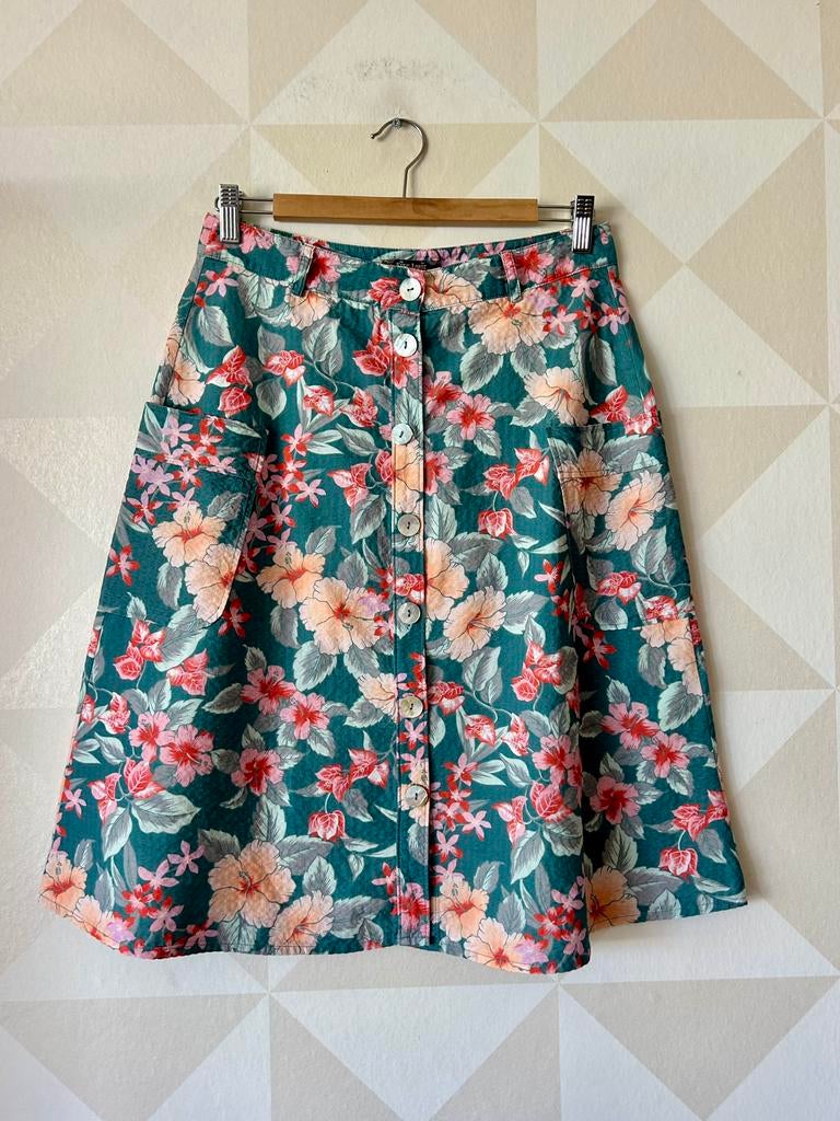 King Louie Fifi klokkende a-lijn rok groen bloem M/38, Kleding | Dames, Rokken, Maat 38/40 (M), Ophalen of Verzenden, Zo goed als nieuw