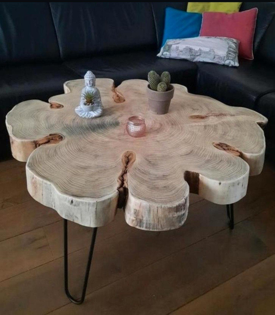 ‼️SALONTAFEL BIJZETTAFEL ACASIA 90 CM BOOMSCHIJF HOUTSCHIJF, Ophalen