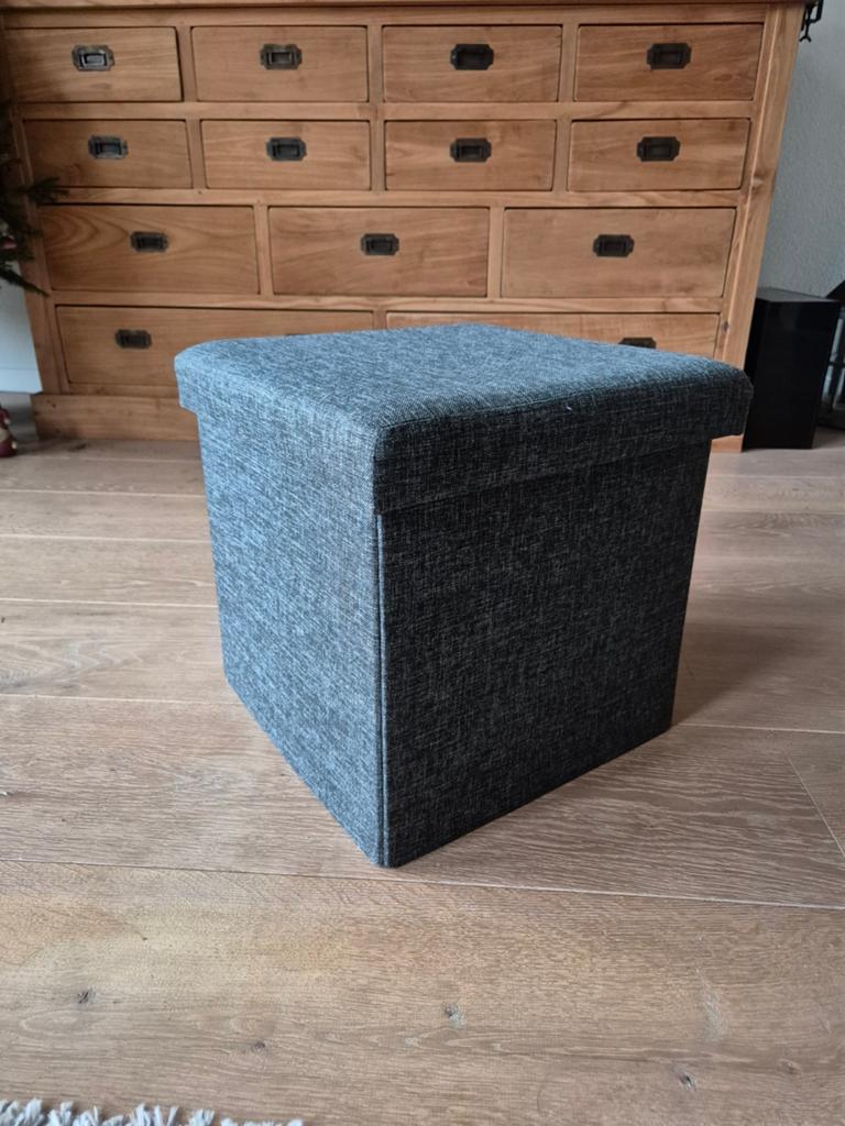 Opvouwbare Ottomaanse Hocker / poef met Opbergruimte - Grijs, Minder dan 50 cm, Vierkant, Minder dan 50 cm, Ophalen of Verzenden