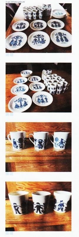 Servies met klederdrachtfiguren, borden en kop en schotels, Ophalen of Verzenden, Zo goed als nieuw, Overige stijlen, Aardewerk