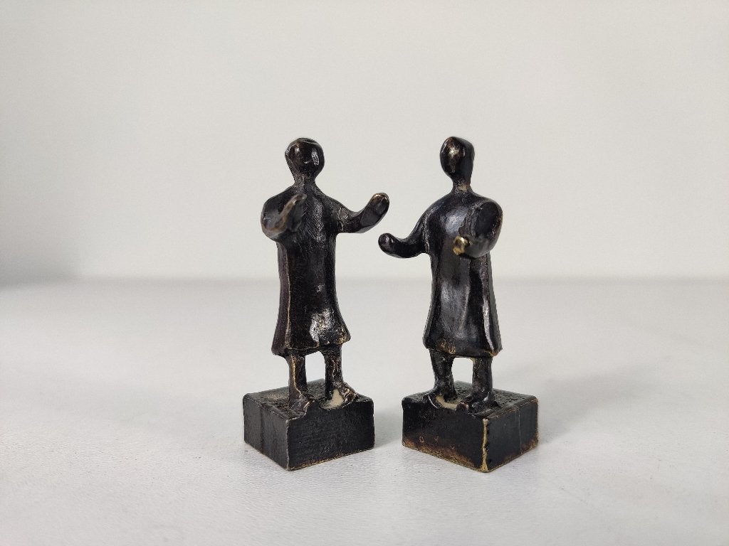 Beeldjes twee mensen, legering, Nederland, 20e eeuw, Ophalen of Verzenden