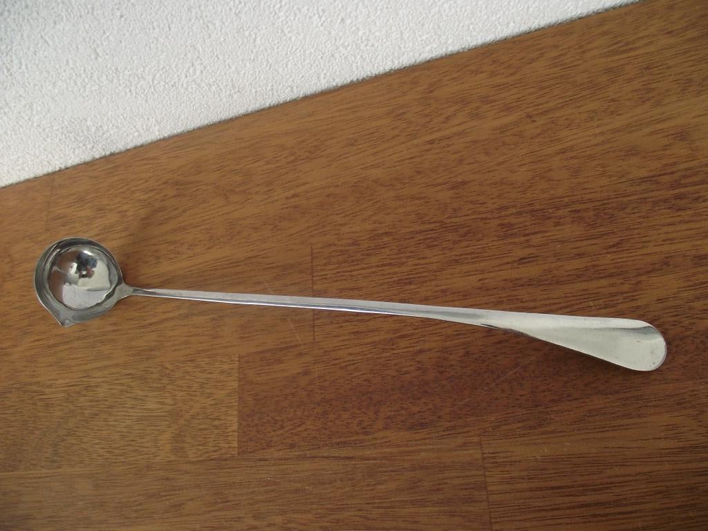antiek chroom Hollands glad Bowl morellen lepel 32 cm 1930, Antiek en Kunst, Ophalen of Verzenden