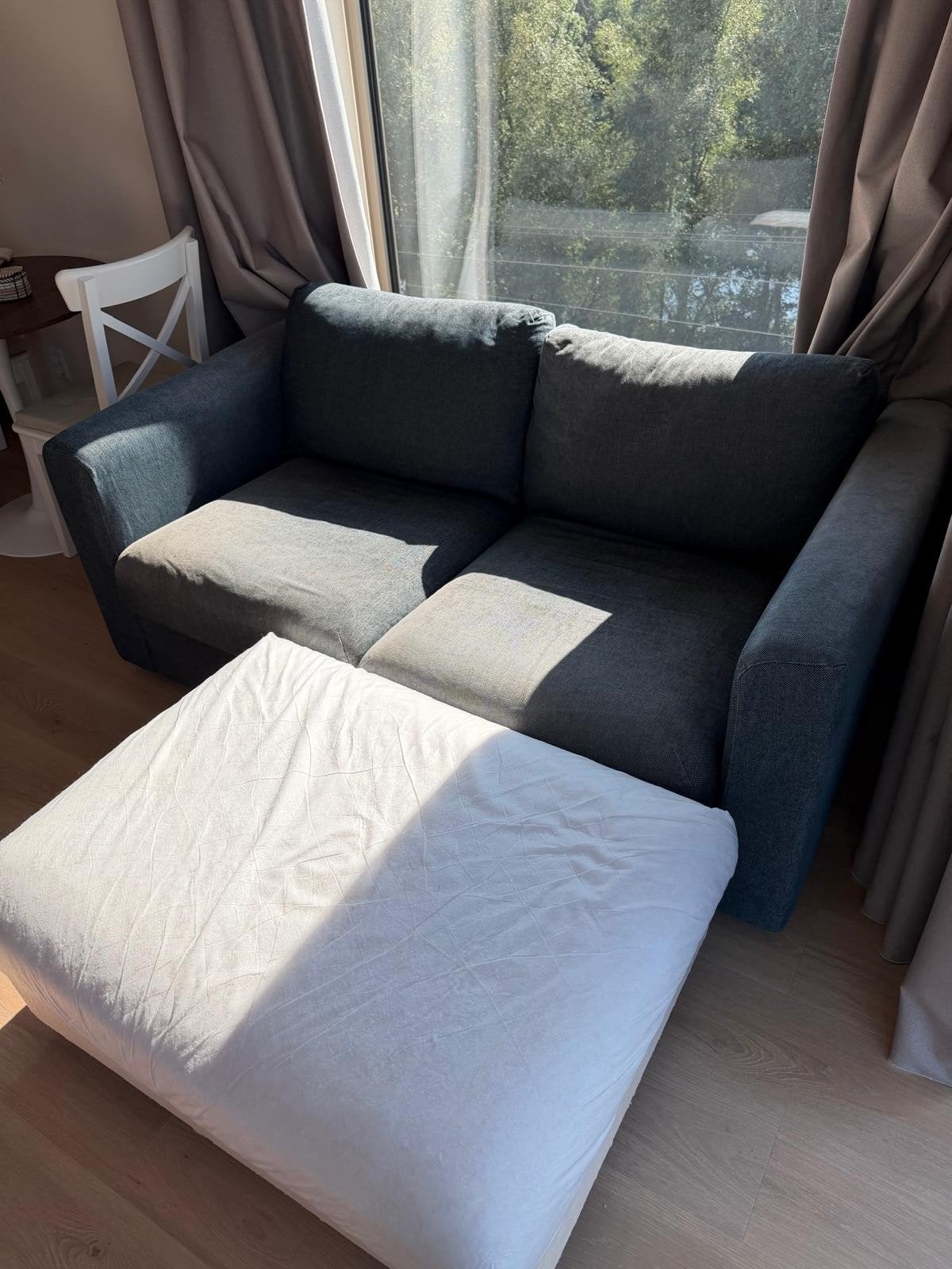 Gratis Ikea Vimle 2-zits bankje met poef (hocker), Ophalen, Gebruikt, Tweepersoons, Stof