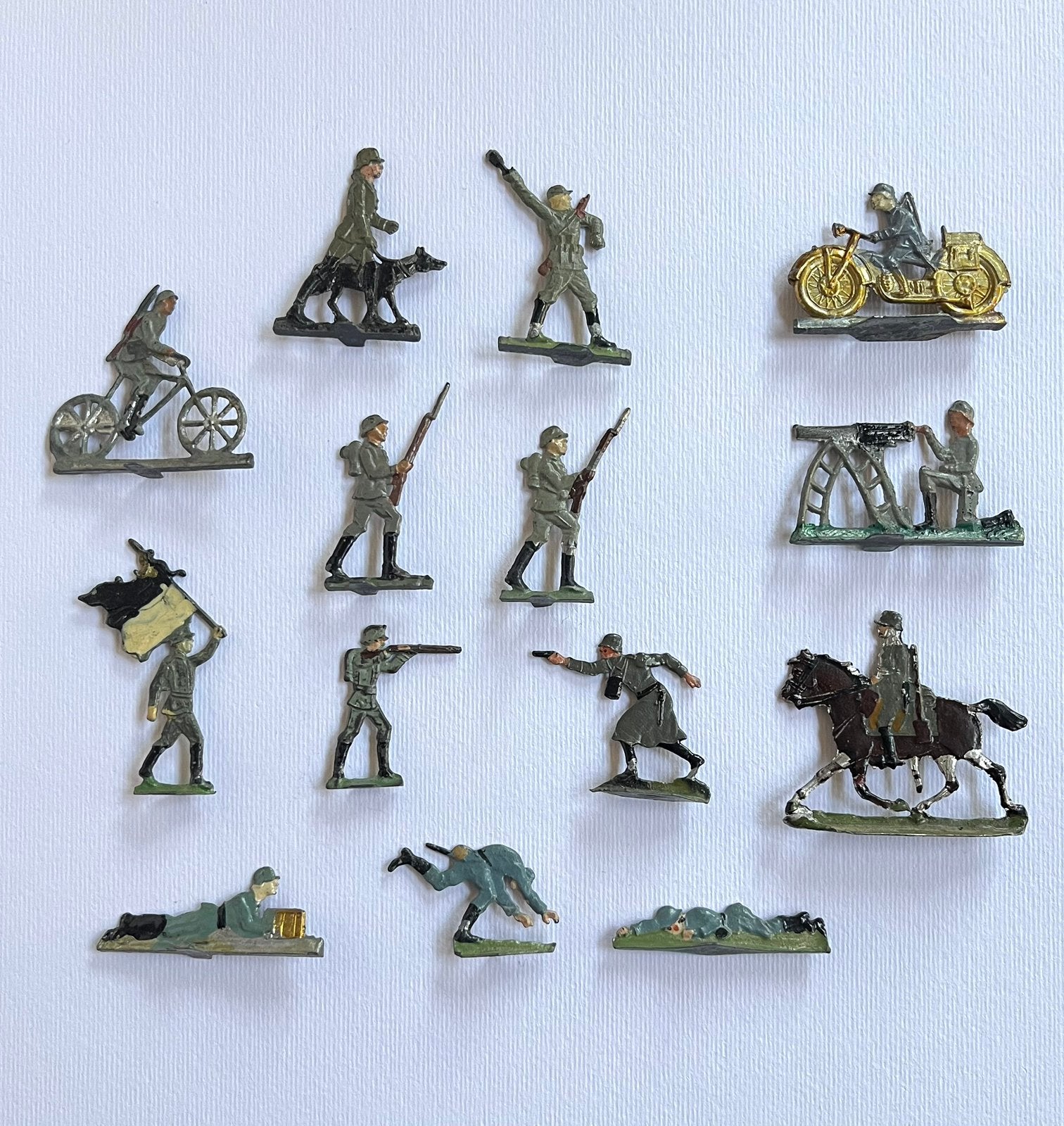 Wehrmacht Pewter Tinnen Zinn Soldaten - 14 Diverse Figuren, Ophalen of Verzenden, Landmacht, Duitsland, Miniatuur of Beeldje
