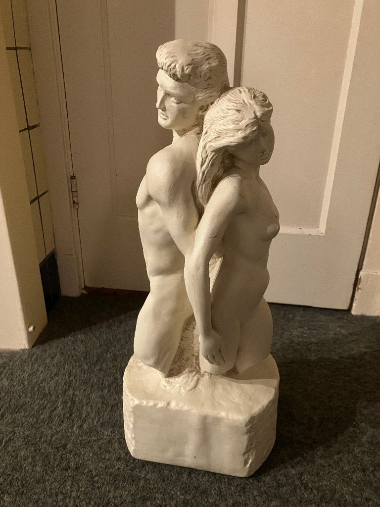 man vrouw beeld liefdespaar amoureux liefde, Antiek en Kunst, Ophalen, 50 - 100 cm, Groep mensen