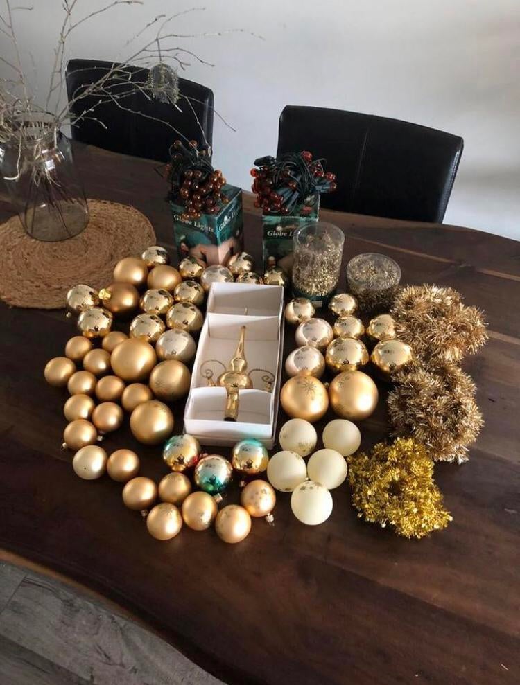 💝 Vintage GOUD kerstboomversiering kerstverlichting, Diversen, Kerst, Ophalen, Zo goed als nieuw