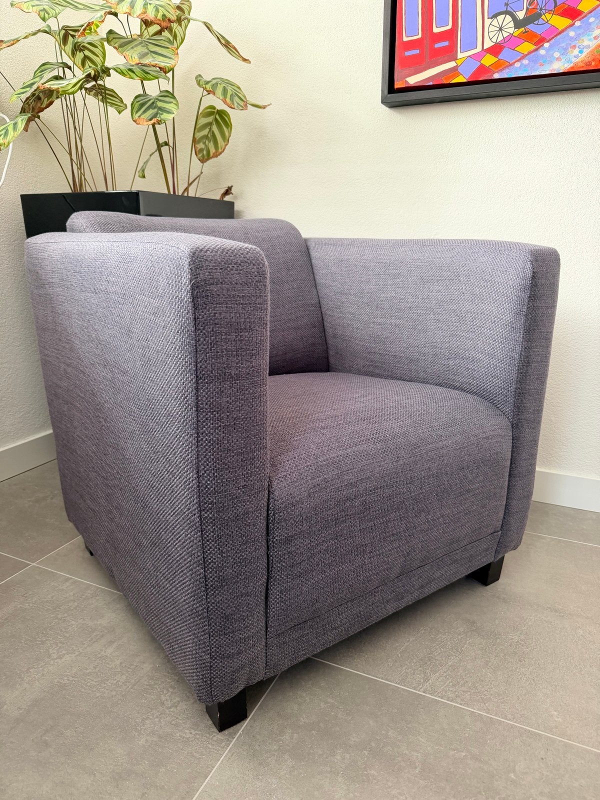 Comfortabele grijze fauteuil, Ophalen, Gebruikt, Eén, Stof