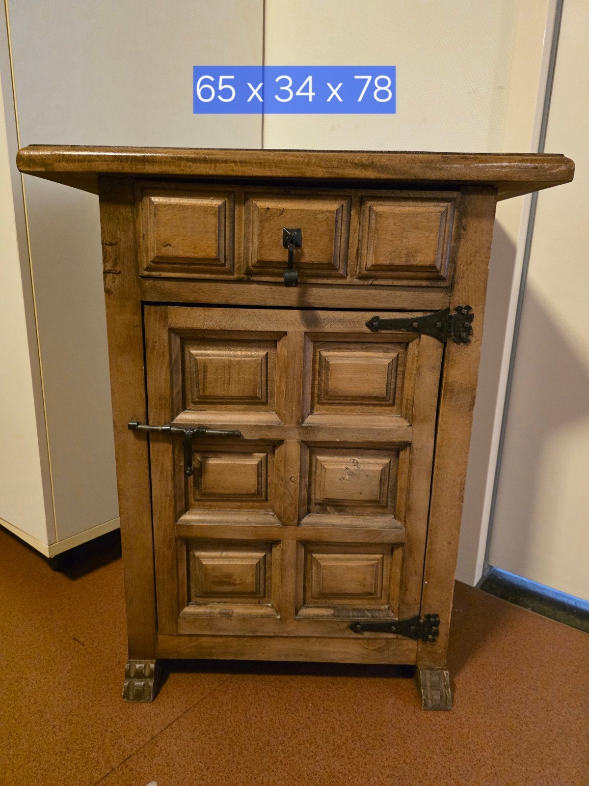 mooi wandkastje 65x34x78 gietijzer beslag, Ophalen, 34 cm, 65 cm