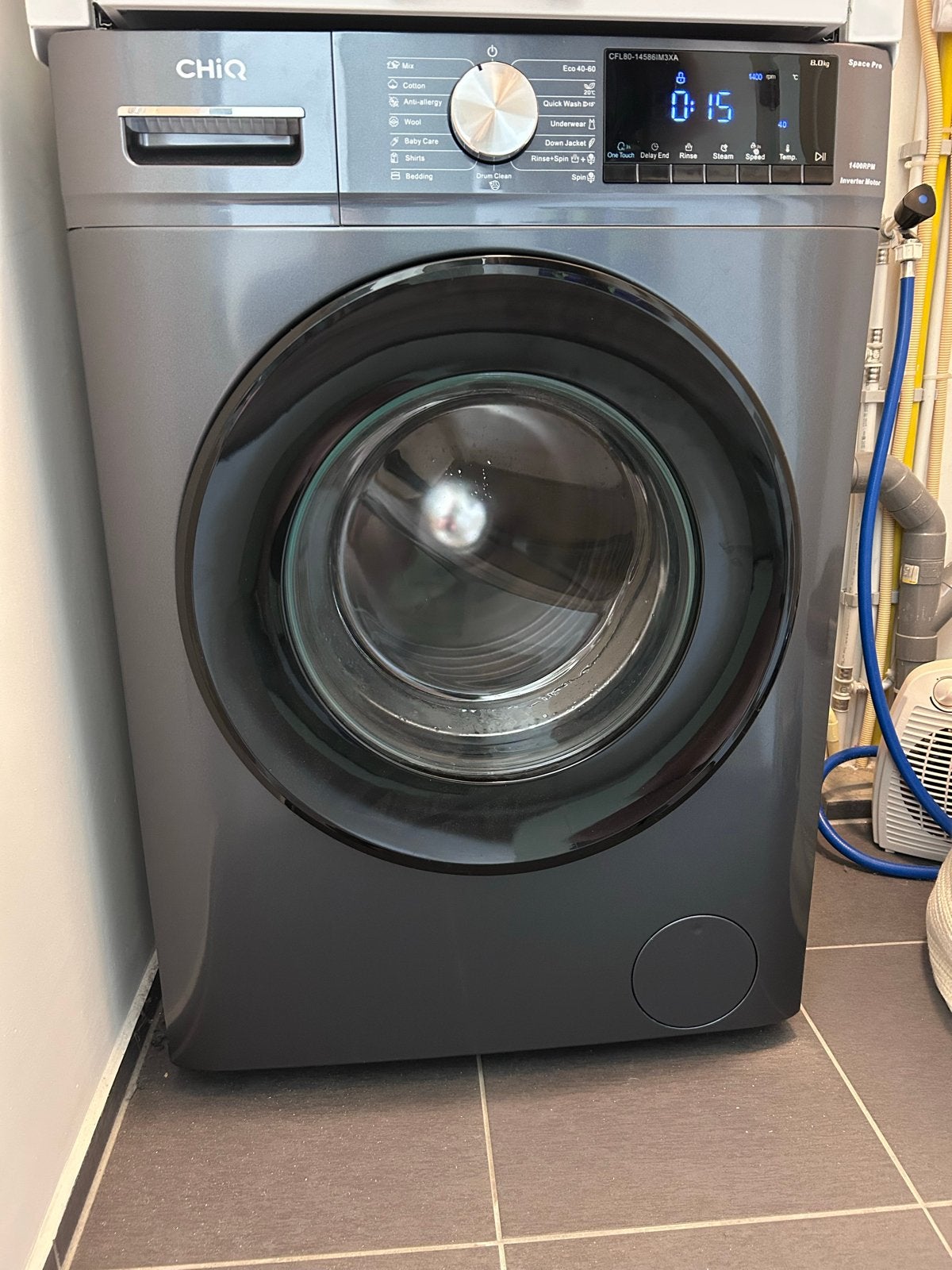CHiQ Space Pro Wasmachine 8kg 1400RPM Inverter Motor, Ophalen, 1200 tot 1600 toeren, 8 tot 10 kg, Zo goed als nieuw