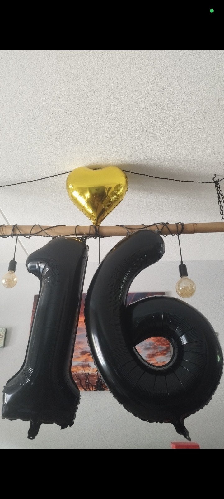 Grote 16 jaar ballonnen en hartje - Zwart en Goud, Hobby en Vrije tijd, Feestartikelen, Ophalen, Versiering, Verjaardag