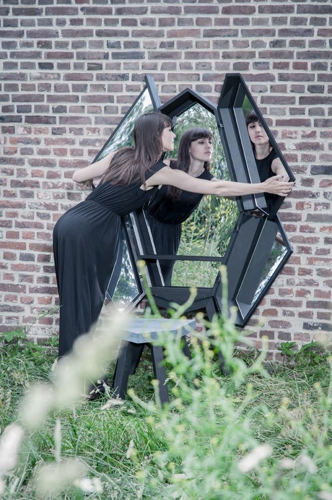 Unieke Handgemaakte Design Coiffeuse – Kaptafel - Kast, Ophalen, 100 tot 150 cm, Meerdere deuren, Zo goed als nieuw
