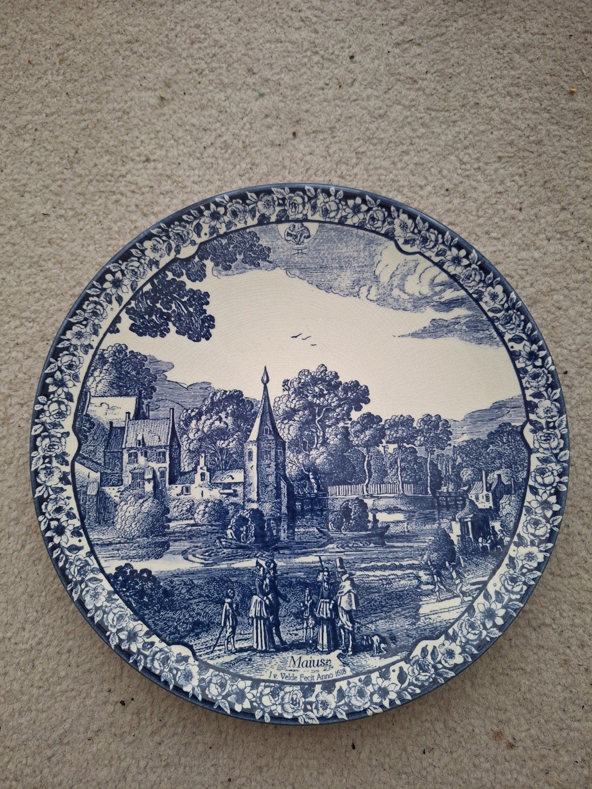 Delfts Blauw wandbord 'Maius' Chemkefa Maastricht, Ophalen