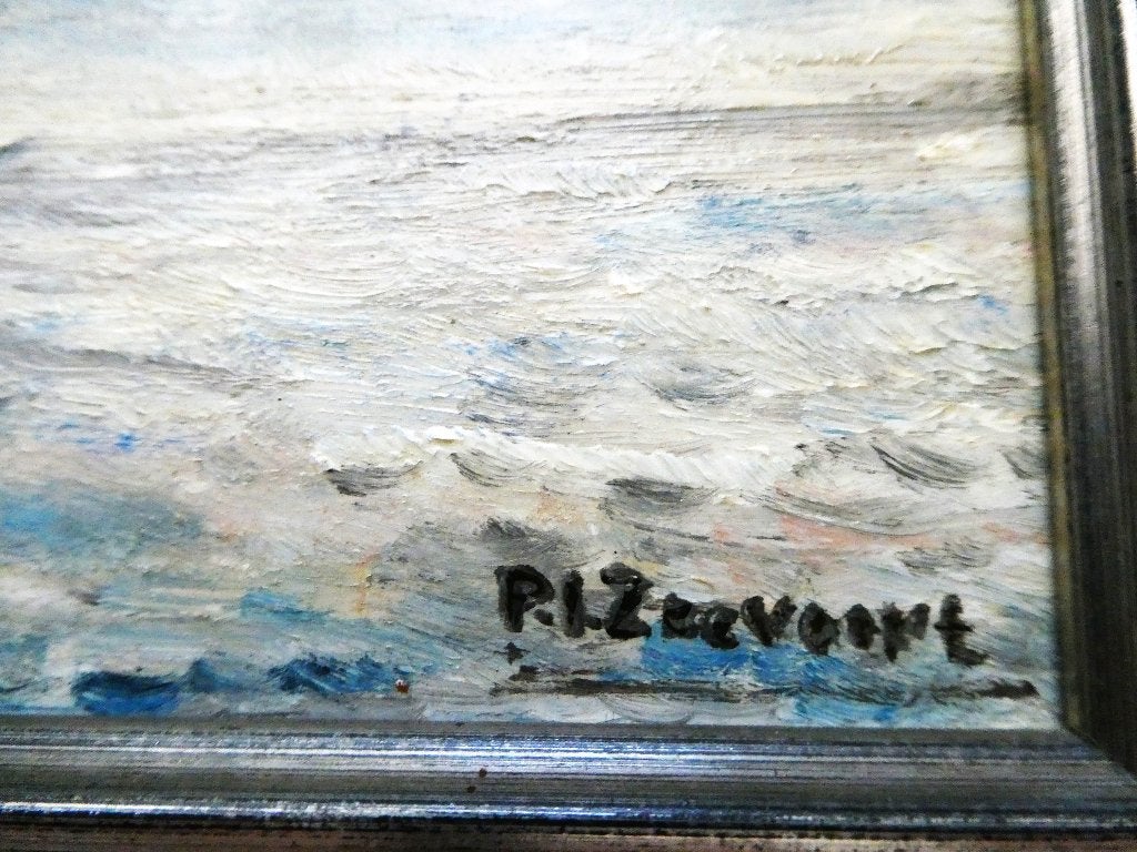 Schilderij van de Hofvijver met wintertafereel Den Haag, Impressionistisch, Ophalen of Verzenden, Gesigneerd, Olieverf