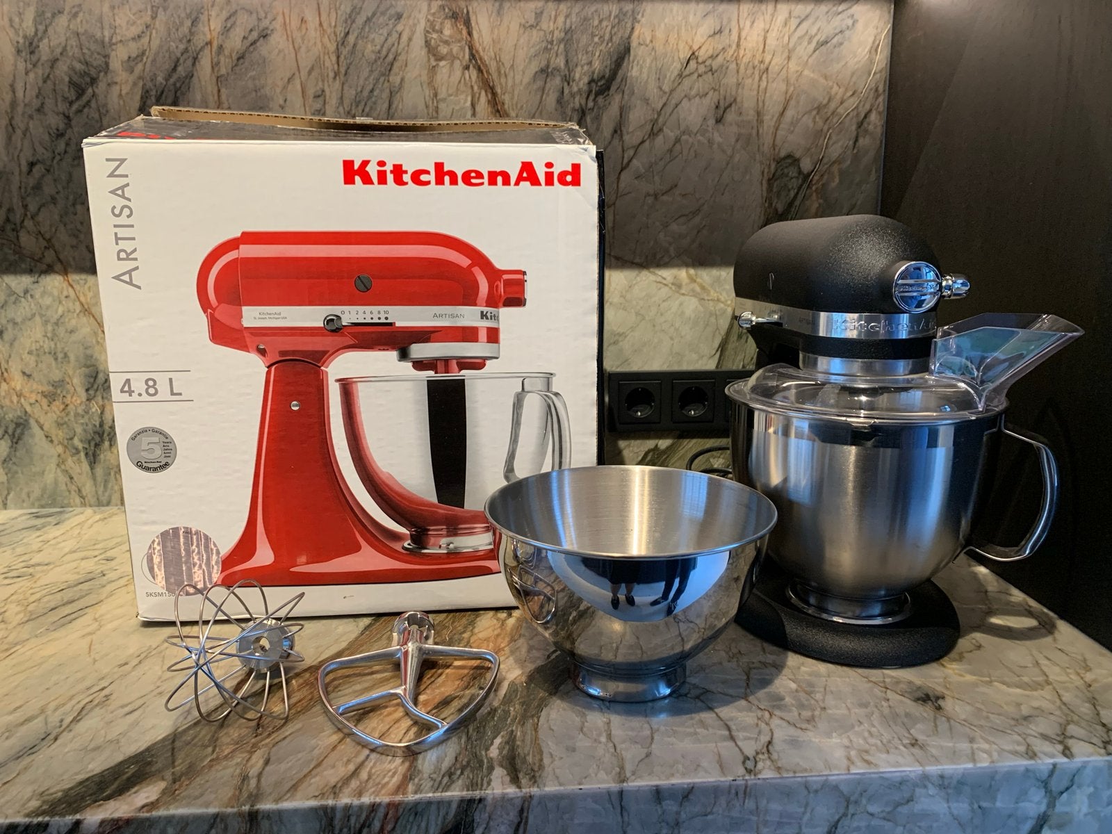 KitchenAid Artisan 4.8L ZWART 5KSM185PSEBK - Als Nieuw!!, 4 liter of meer, 3 snelheden of meer, Ophalen of Verzenden, Zo goed als nieuw