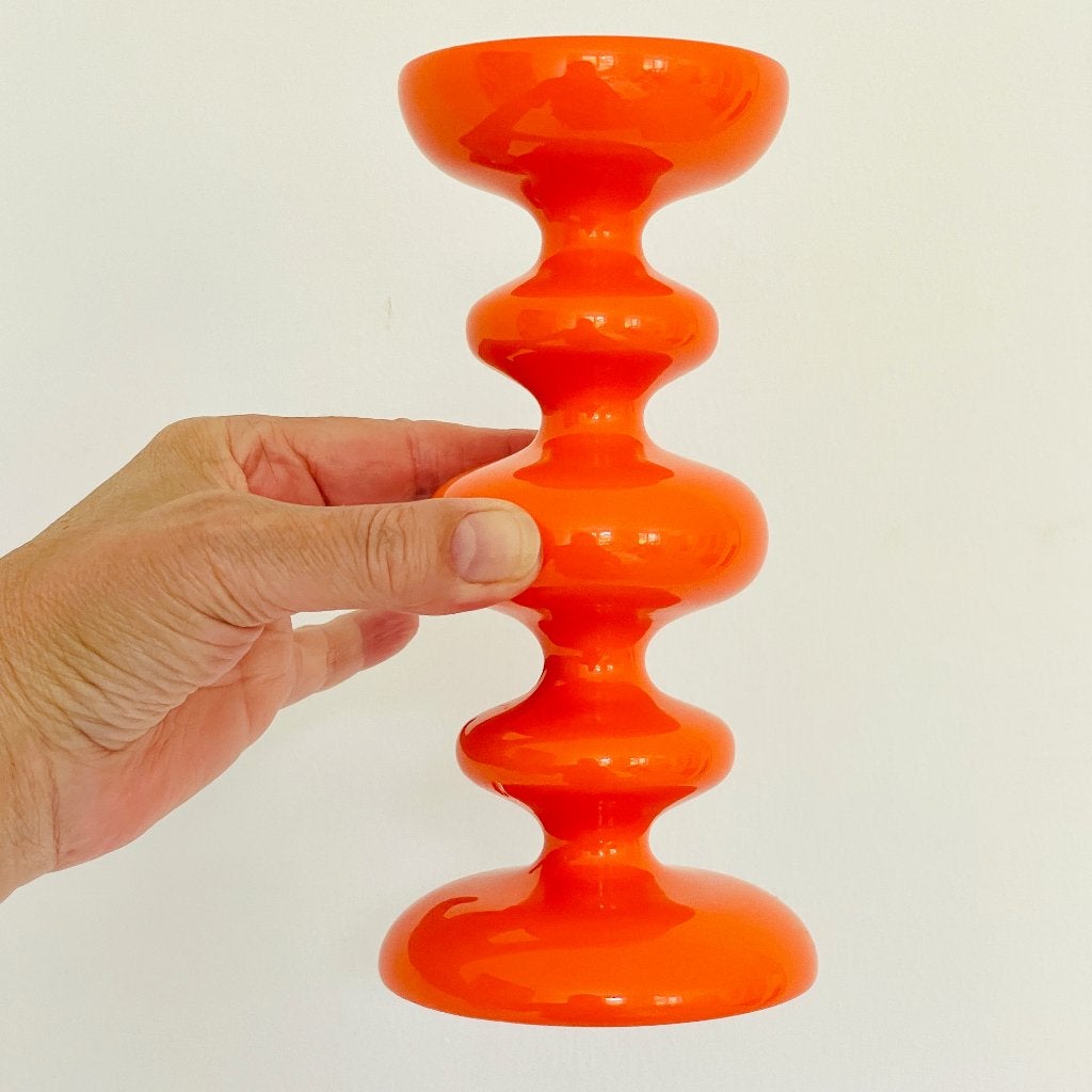 Deens Design KANDELAAR space oranje retro vintage japandi, 19 cm, Gebruikt, -, Overige merken