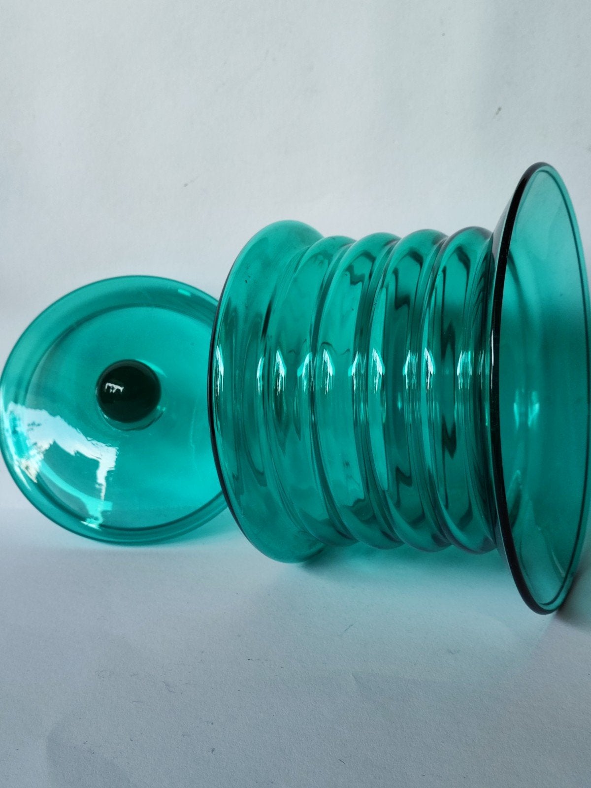 Memphis Stijl Imperial Groene Glazen grote Pot met Deksel, Verzenden