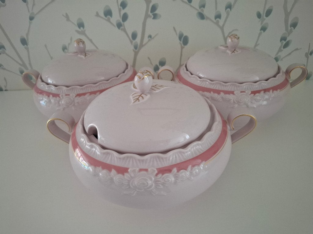 Dekschalen Hutschenreuther roze 3x, Huis en Inrichting, Ophalen, Arzberg, Vintage, Porselein