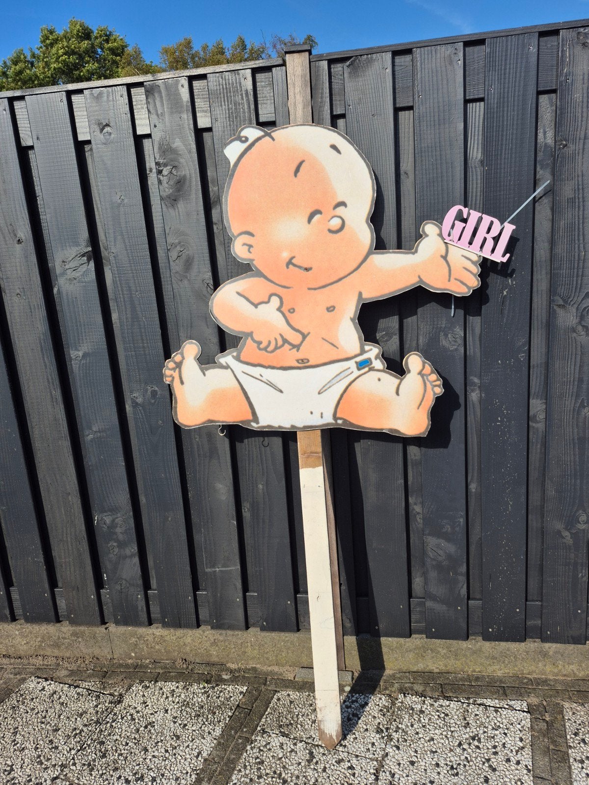 Geboortebord 'Girl' - Groot formaat, Ophalen, Zo goed als nieuw, Geboortebord