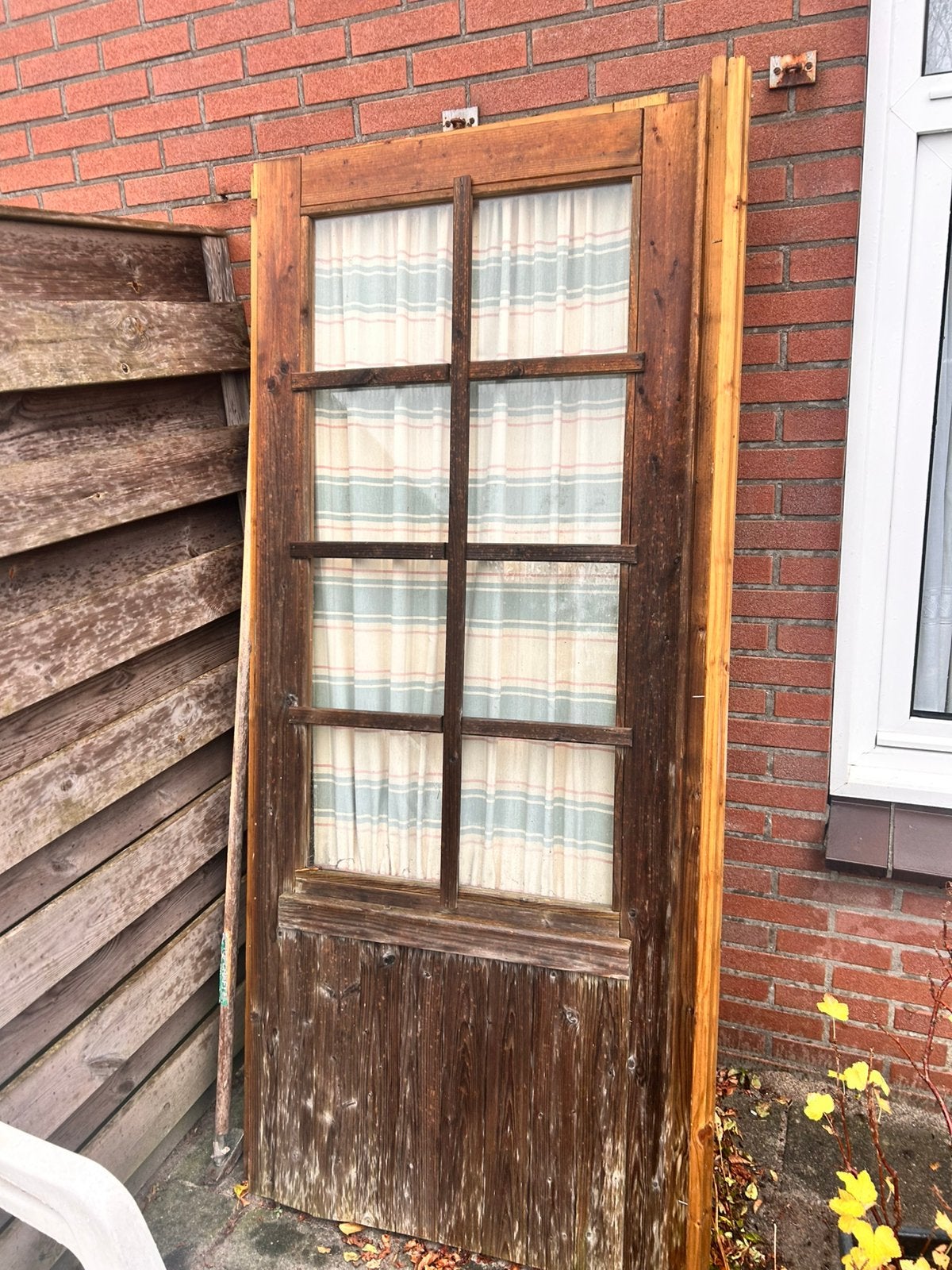 Twee deuren en raam (openslaand) voor schuurtje, Gebruikt, Schuur, Minder dan 200 cm, Ophalen