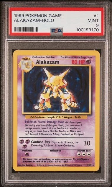1/102 base alakazam psa 9, Ophalen of Verzenden, Zo goed als nieuw