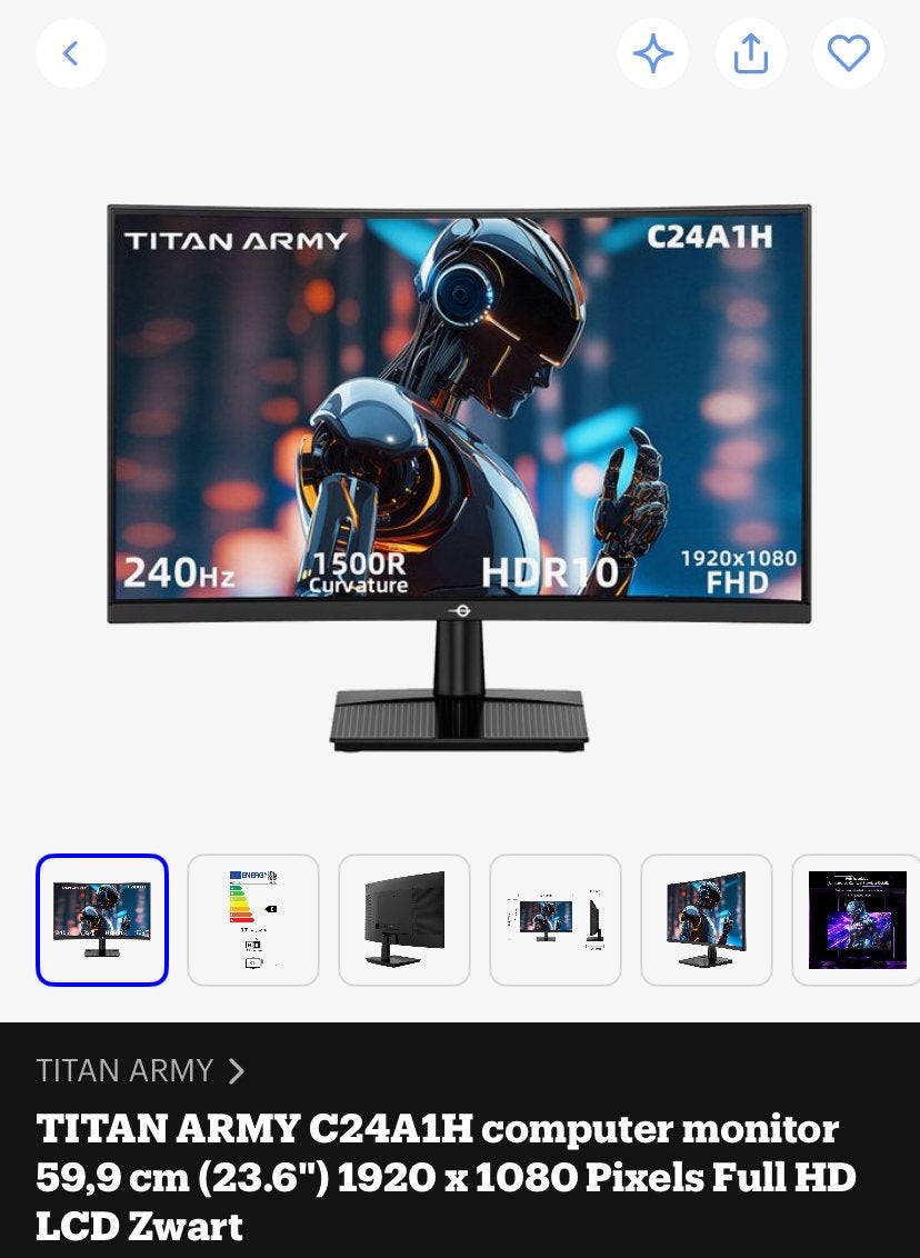 Titan Army C24A1H 240Hz Full HD Gaming Monitor, Gaming, IPS, Curved, 23,6