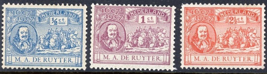 De Ruyter-zegels, NVPH 87-89, ongebruikt, Postzegels en Munten, Ophalen of Verzenden, T/m 1940, Postfris