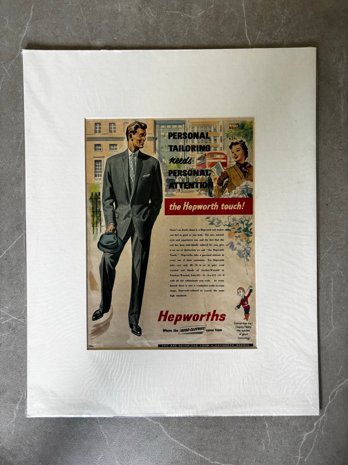 Originele advertentie Hepworths kleding 1958, Verzamelen, Ophalen of Verzenden, 1940 tot 1960, Buitenland, Knipsel(s)