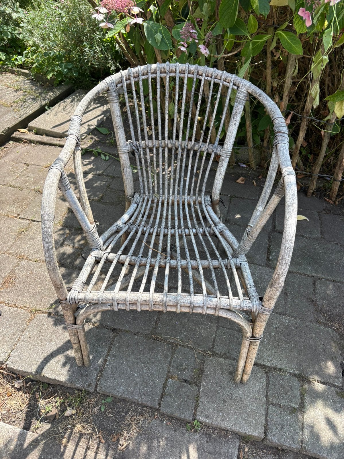 Gratis bamboe rotan tuinstoel, Ophalen, Gebruikt