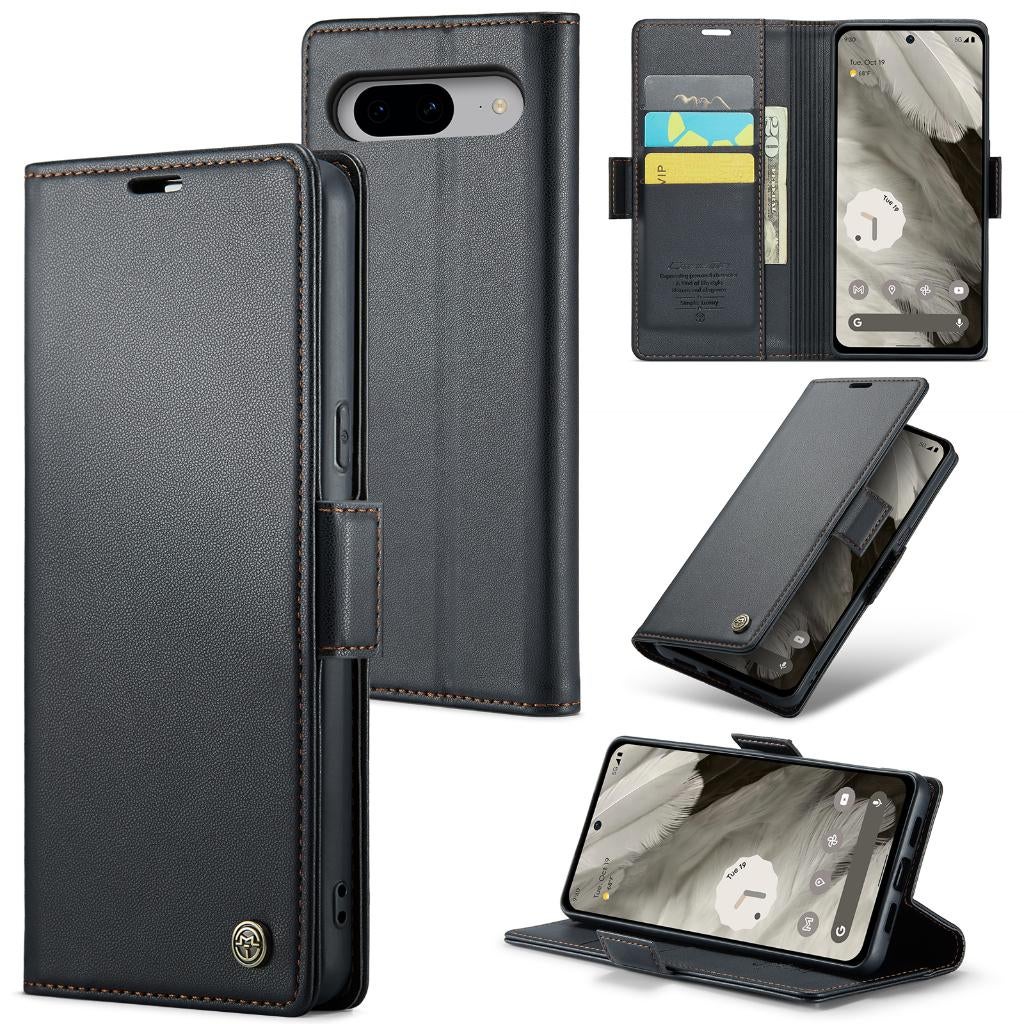 CaseMe Luxe Wallet Case Set voor Google Pixel 8 _ Zwart, Verzenden, Nieuw, Hoesje of Tasje