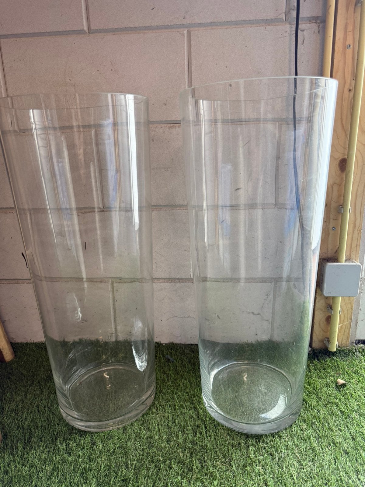 2 grote cilinder vazen, Ophalen, Zo goed als nieuw, Overige kleuren, Glas
