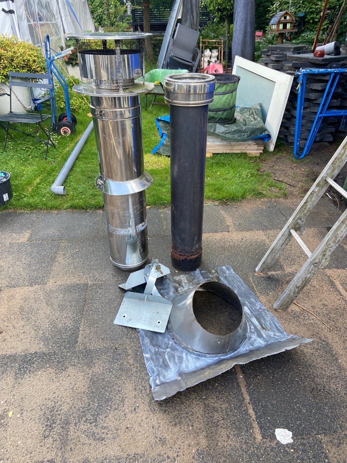 Roestvrijstalen kachelpijp dm 20 cm, Ophalen, Zo goed als nieuw, Minder dan 2 meter, 80 mm of meer