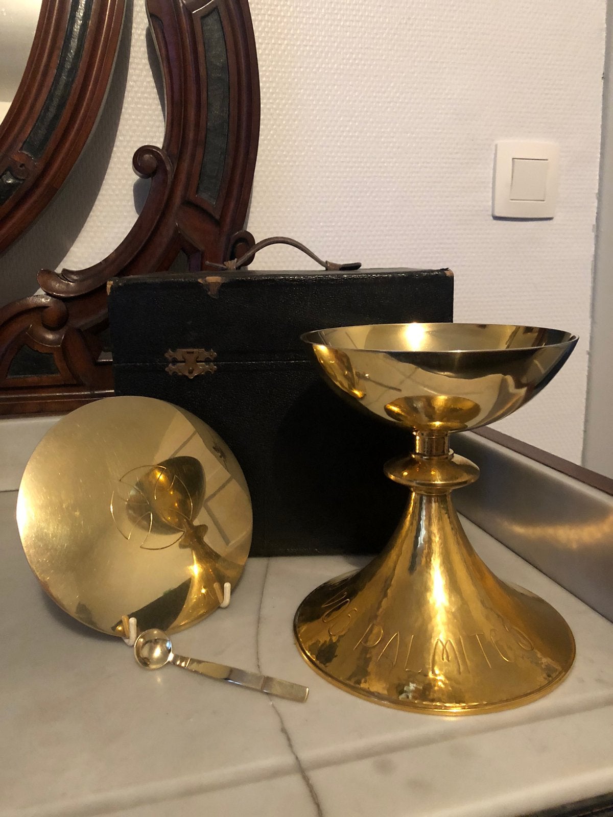Miskelk , pateen en lepeltje in originele koffer, Ophalen of Verzenden