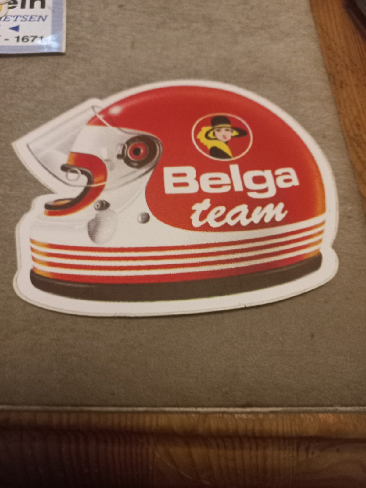 Vintage Belga Team Helm Sticker - Auto/Motor Sport, Ophalen of Verzenden, Gebruikt, Auto of Motor
