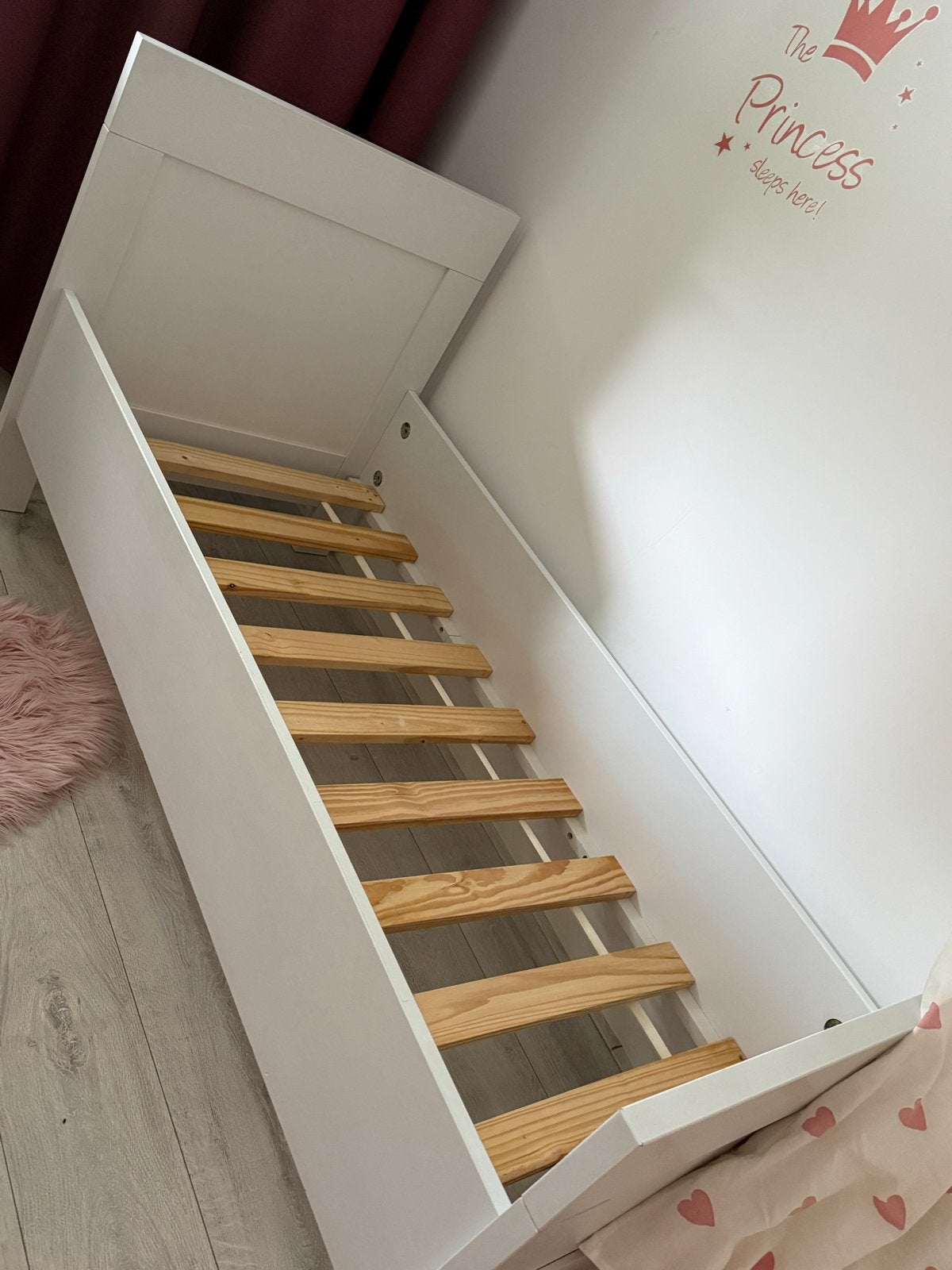 Wit kinderbed met lattenbodem, Gebruikt, 70 tot 85 cm, Ophalen of Verzenden, Lattenbodem