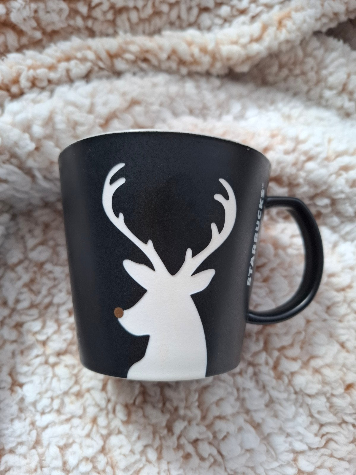 Starbucks Mok met Rendier - Zwart/Wit, 354ml, Ophalen, Zo goed als nieuw, Aardewerk, Starbucks