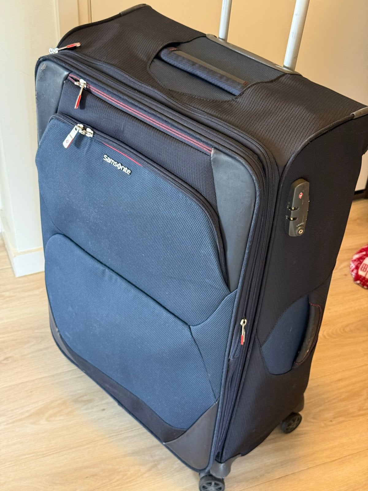 Samsonite Reiskoffer Dynamore Expandable Spinner 78cm Blauw, Ophalen, Uitschuifbare handgreep, Gebruikt, 20 tot 30 cm