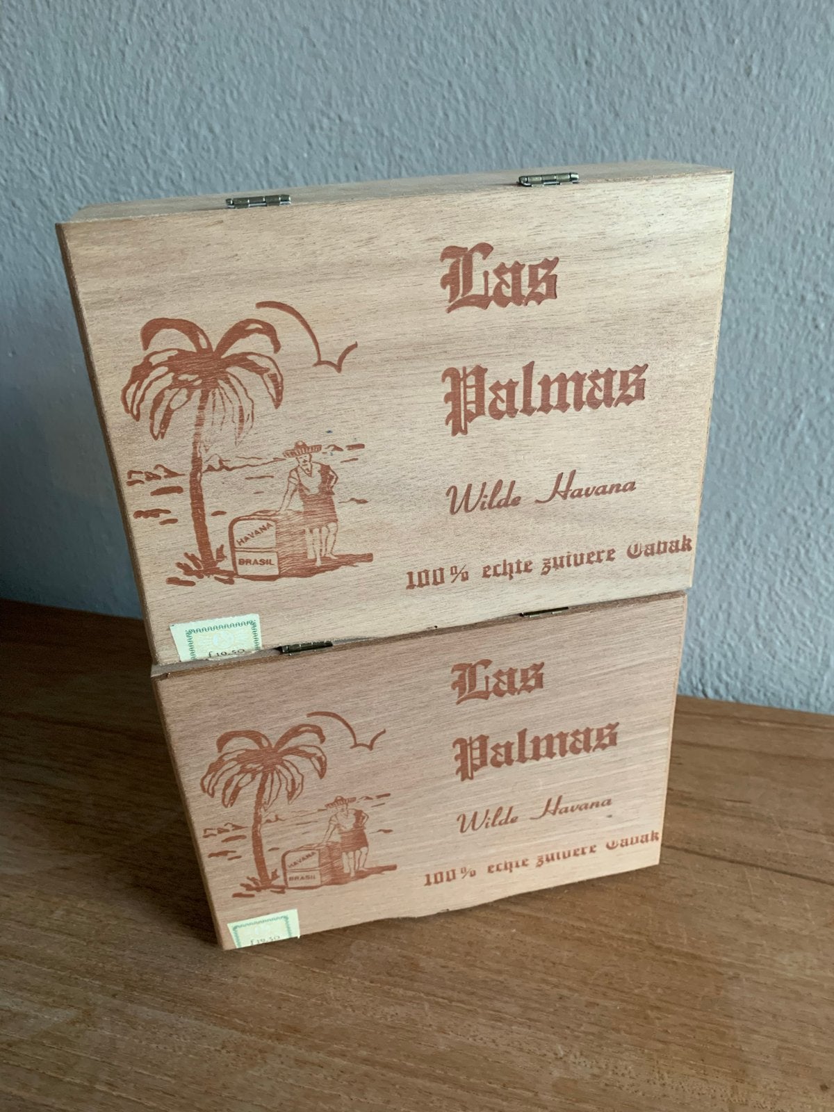 2 Lege Houten Sigarenkistjes Las Palmas uit de Jaren '70, Ophalen of Verzenden, Gebruikt, Overige typen