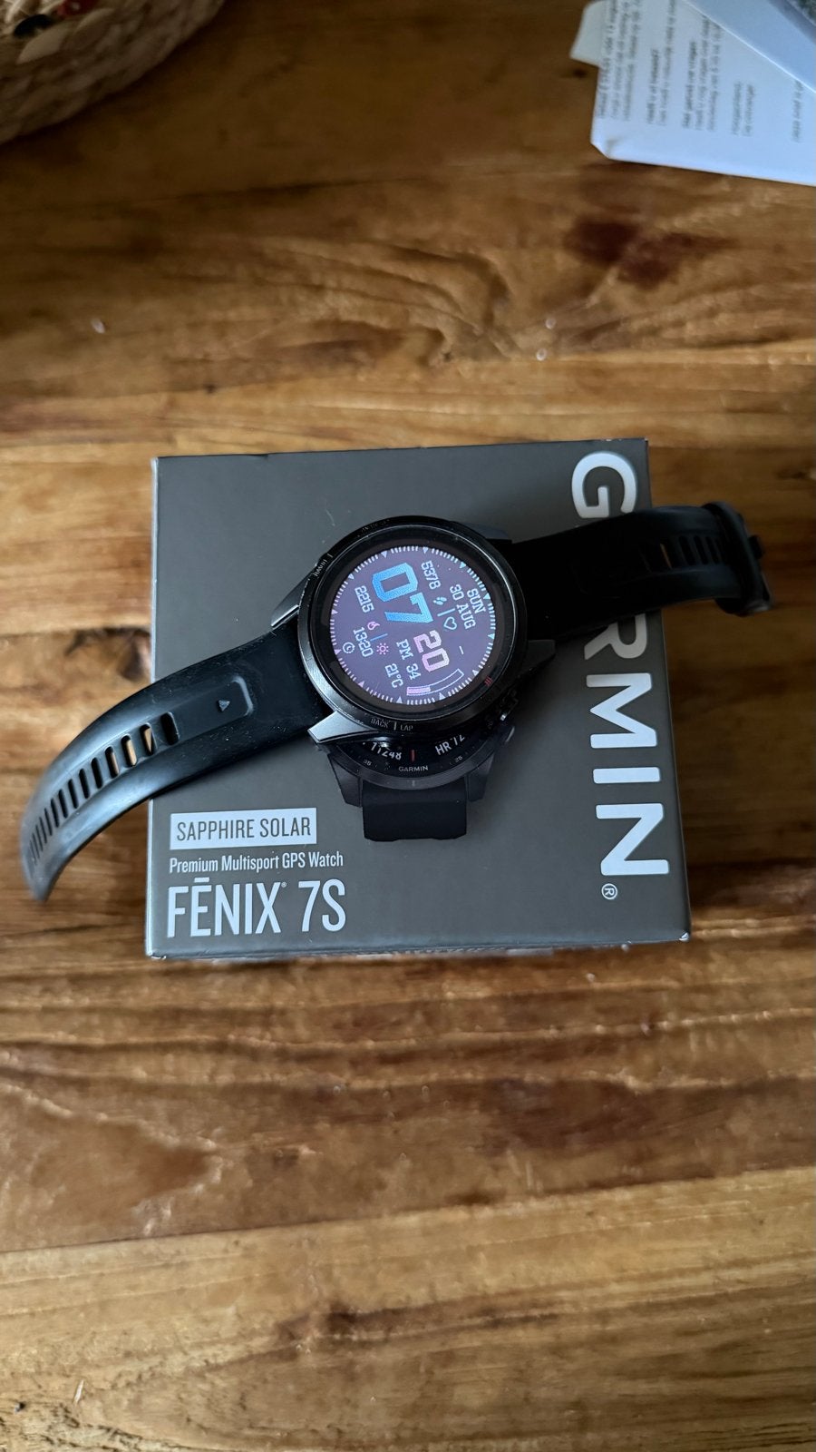 Garmin Fenix 7S Sapphire Solar, Ophalen, Afstand, Zwart, Zo goed als nieuw