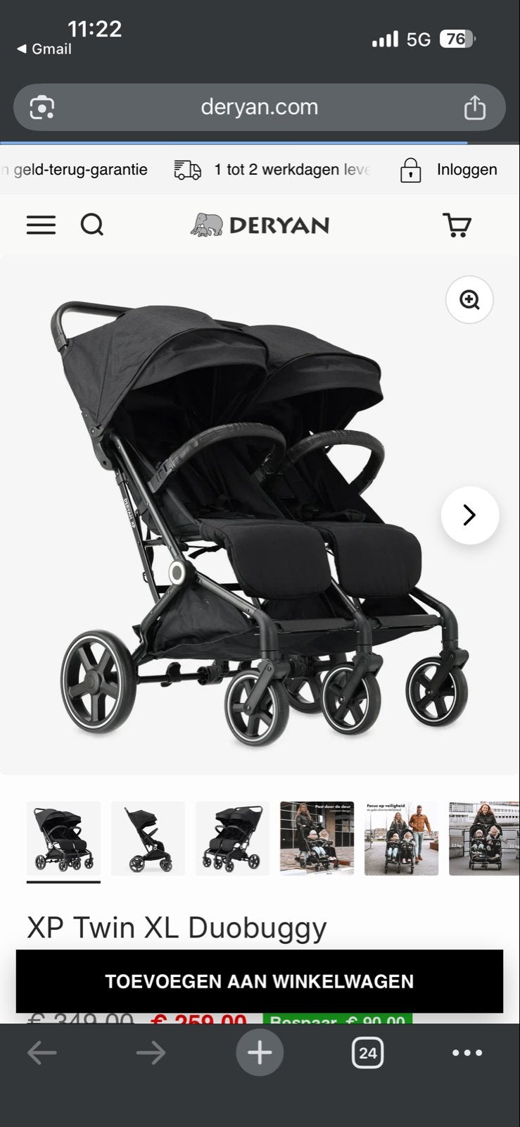 Deryan XP Twin XL Duobuggy - Zo goed als nieuw, Ophalen, Zo goed als nieuw, Overige merken, Duomodel