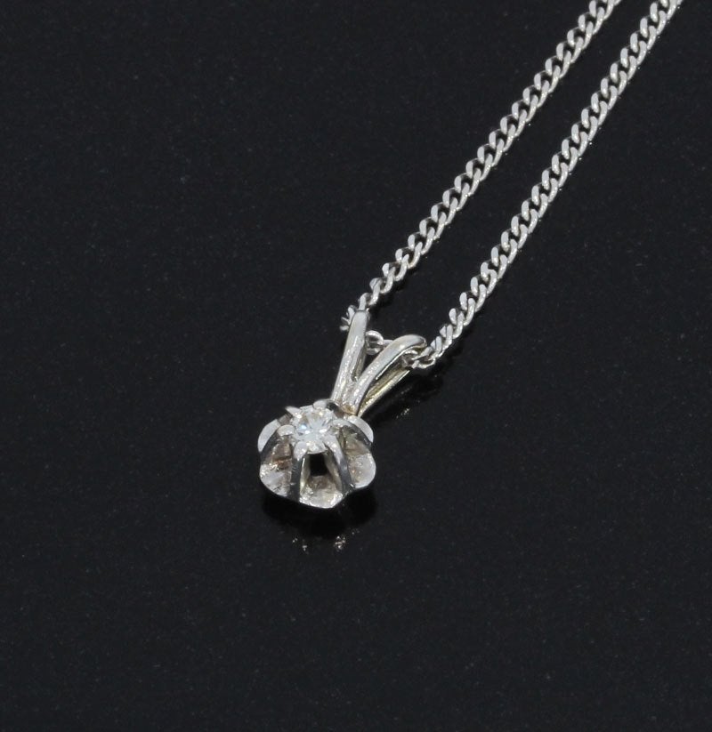 Solitair diamant 14k gouden gourmet ketting hanger briljant, Voordeelsieraden, Ophalen of Verzenden, Zo goed als nieuw, Met edelsteen