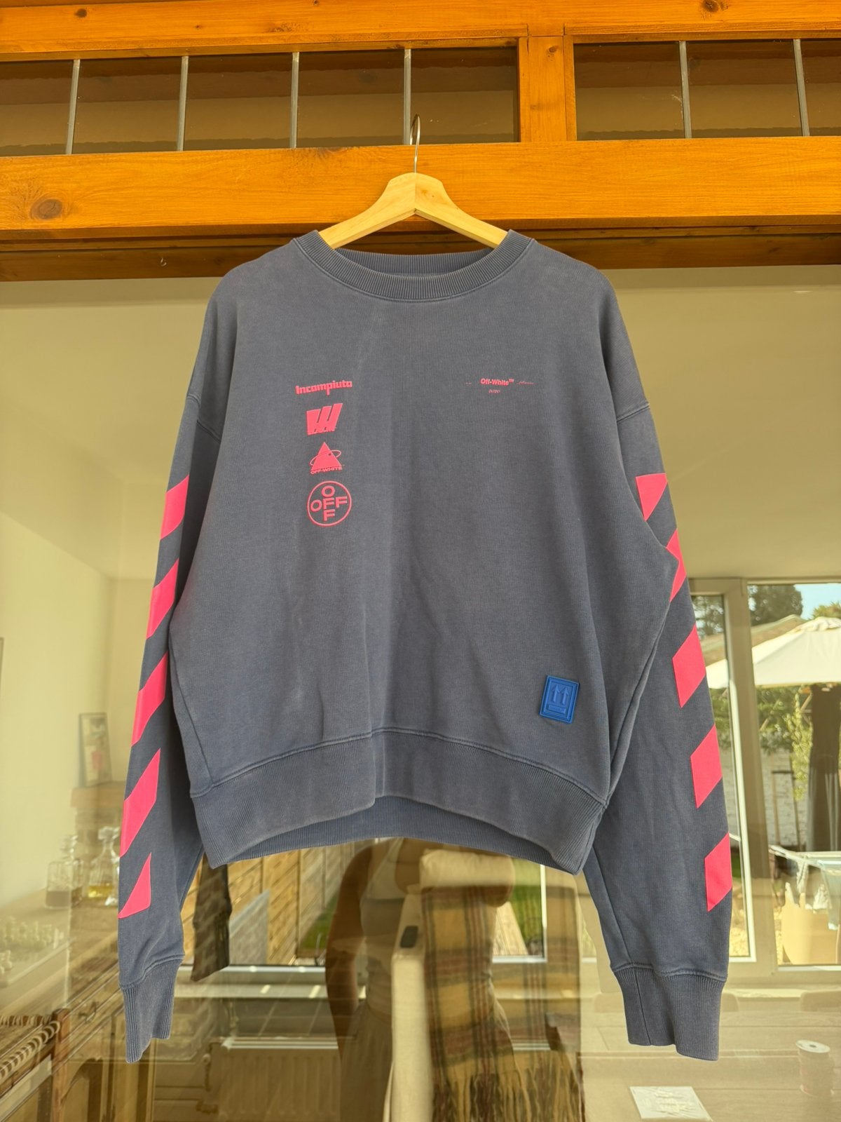 -White Main Label Crewneck – Blauw/Donkerblauw, Ophalen of Verzenden, Zo goed als nieuw, Maat 46 (S) of kleiner, Blauw