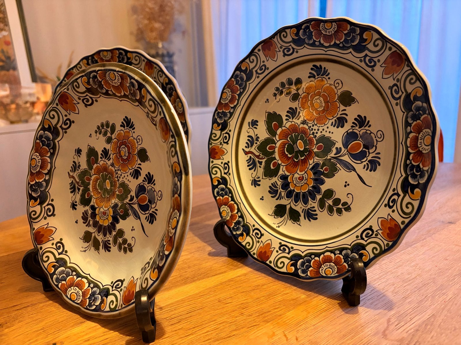 Set van 3 Delft Polychroom Holland Handwerk Wandborden, Ophalen