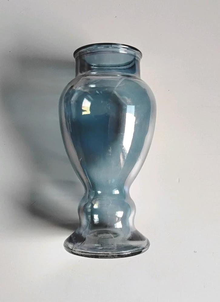 Vintage JBK Vaas blauw, Blauw, Ophalen of Verzenden, Minder dan 50 cm, Glas