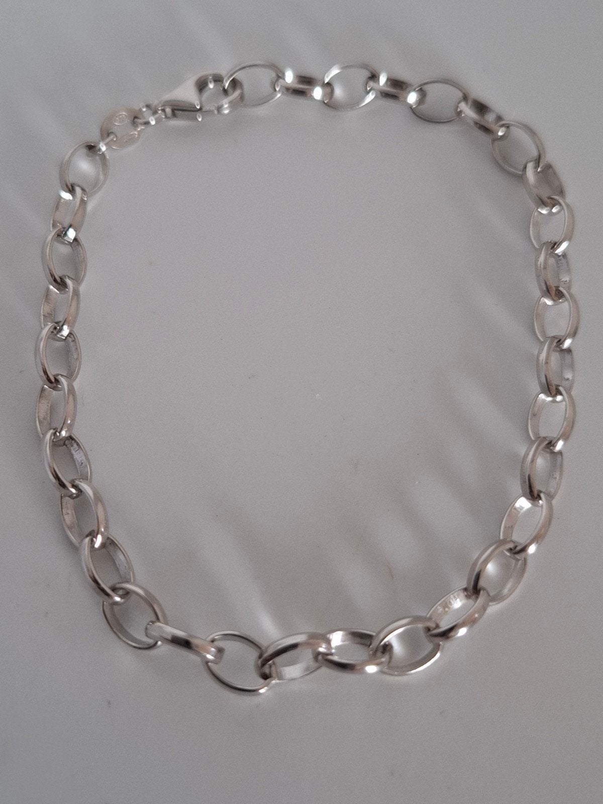 Zilveren ovale jasseron schakelarmband 19cm 925 zilver, Sieraden, Tassen en Uiterlijk, Ophalen of Verzenden, Zo goed als nieuw