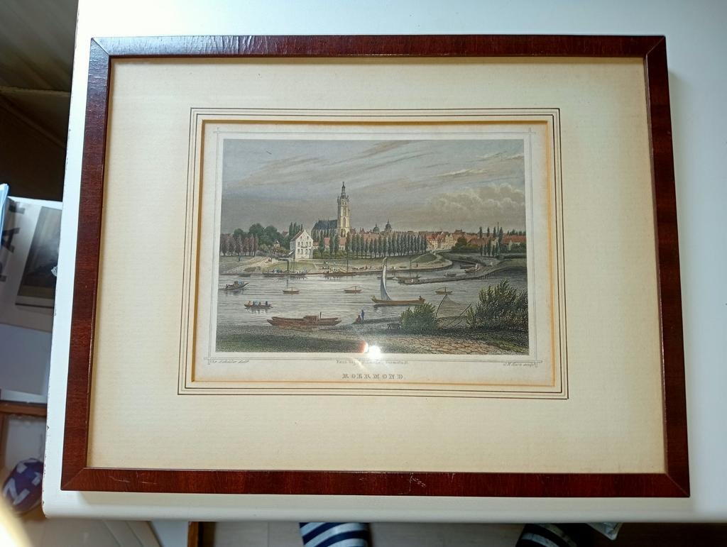 Antieke gravure Ca 1850 - Roermond., Antiek en Kunst, Ophalen of Verzenden