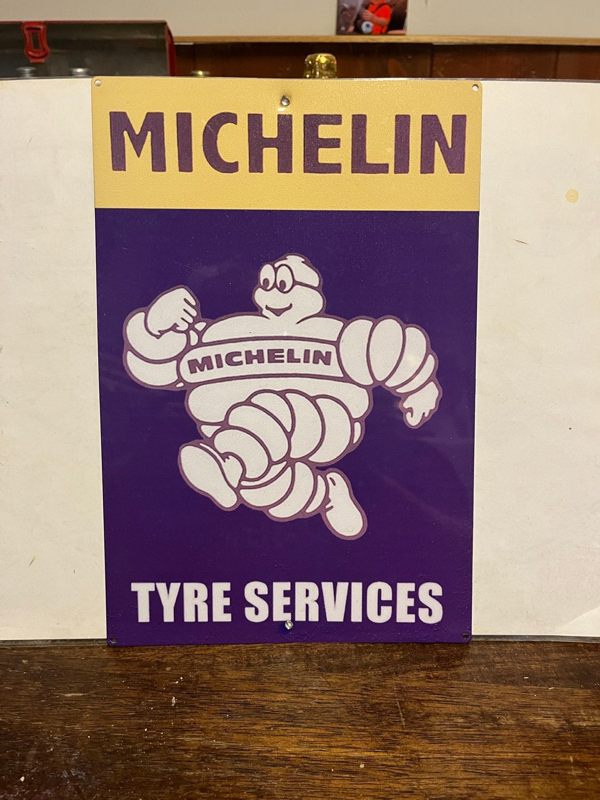 Michelin Tyre Services metalen reclamebord, Ophalen, Gebruikt, Reclamebord
